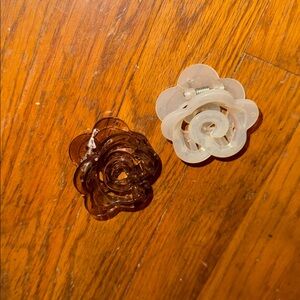 2 TWO rose hair clips transparent Brown Cream 2 inches chic polished loft nyc